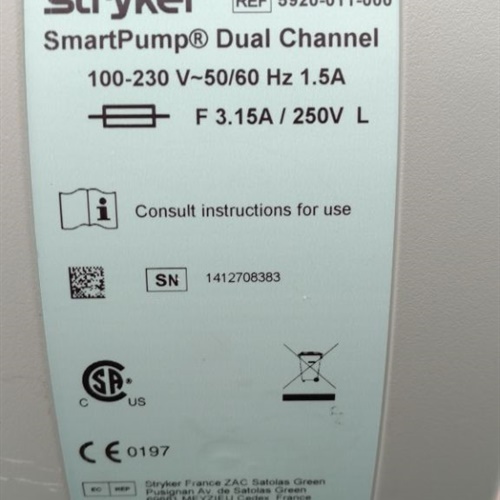 Lot of 2 - Stryker SmartPump Tourniquet System Dual Channel Pump (REF 5920-011-000)