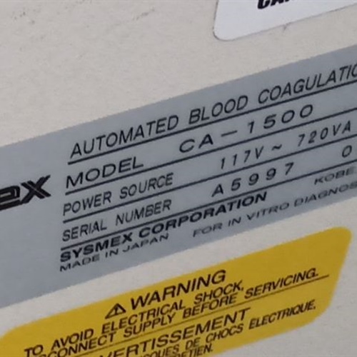 Sysmex CA-1500 Automated Blood Coagulation System 
