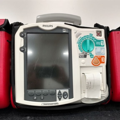 Philips Heartstart MRX Defibrillator (M3535A) w/ 1 Battery & Red Carry Bag 
