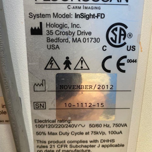 2012 Hologic Insight FD Mini Mobile C-arm