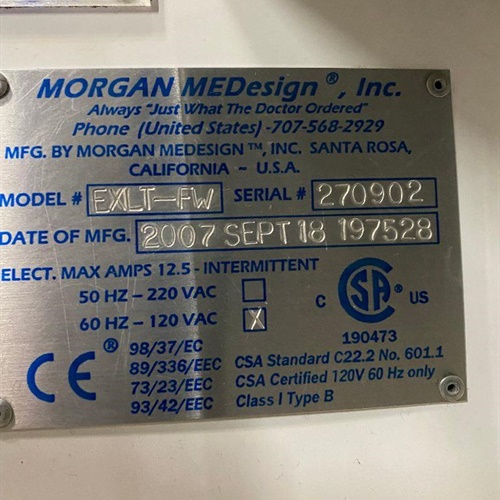 2007 Morgan Medesign EXLT-FW Imaging Table