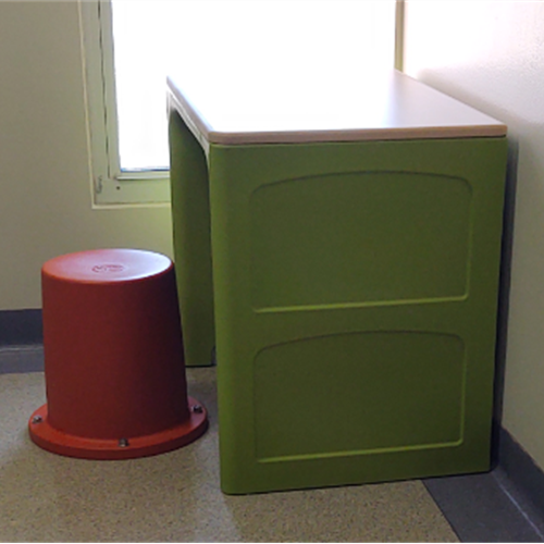 Small Green Desk and hat Chair for Kids at Wasatch Canyons 