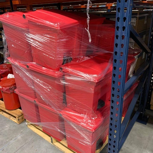 Pallet of 24 Plastic Step Open Lid Biohazard Containers