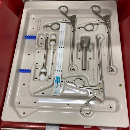 Pallet of Surgical Sterilization Boxes and Some Instruments