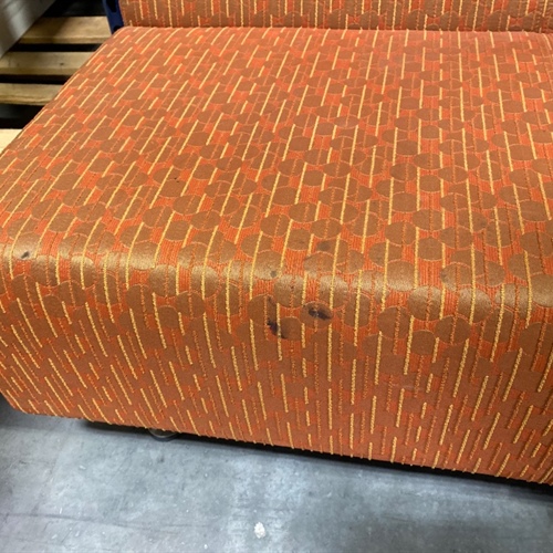 Bench Seat with Orange Fabric and Green Back, 47" Wide