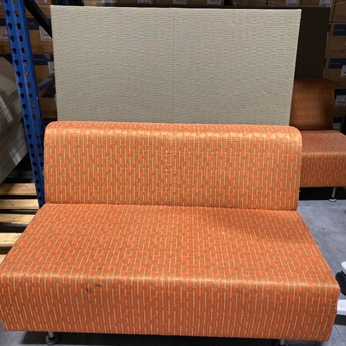 Bench Seat with Orange Fabric and Green Back, 47" Wide