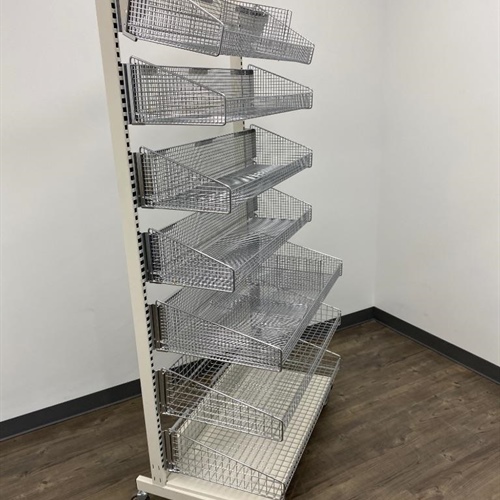 Tall Rolling Rack with Wire Shelf Baskets, 77"t, 37"w, 22"d