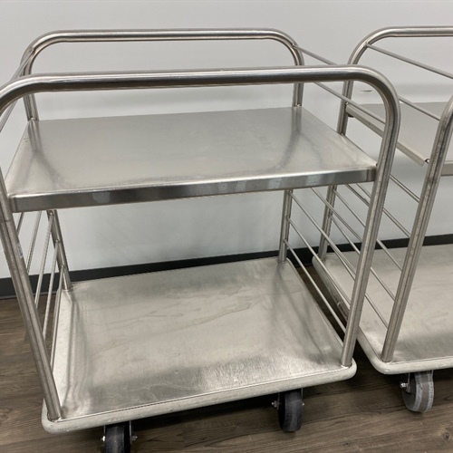 Rolling Cart, Stainless Steel, 41"H, 33"L, 23"D, lot of 2
