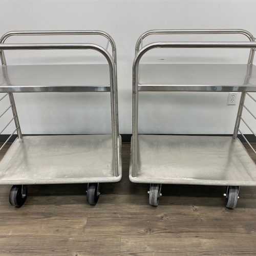Rolling Cart, Stainless Steel, 41"H, 33"L, 23"D, lot of 2