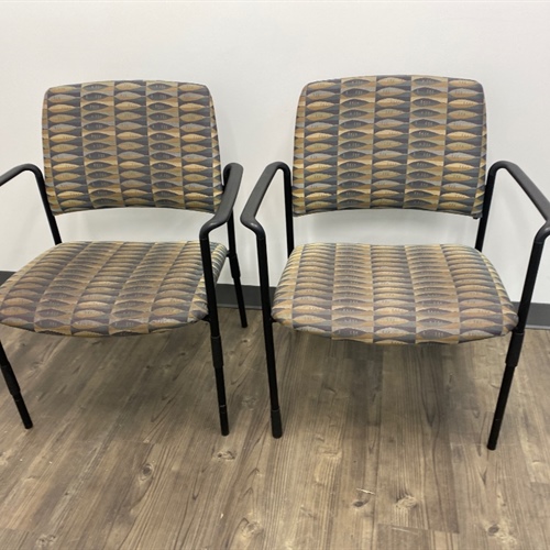 Wide Seat Steel Frame, Stackable Fabric Chairs, lot of 2