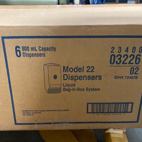Dial Model 22 Liquid Bag-In-Box Soap Dispensers, lot of 65 each