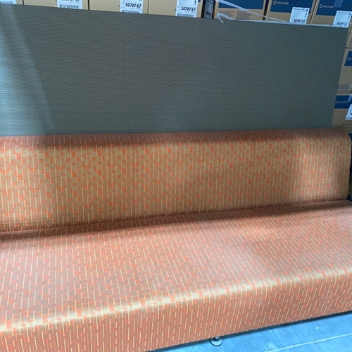 Bench Seat with Orange Fabric and Green Back, 71" Wide